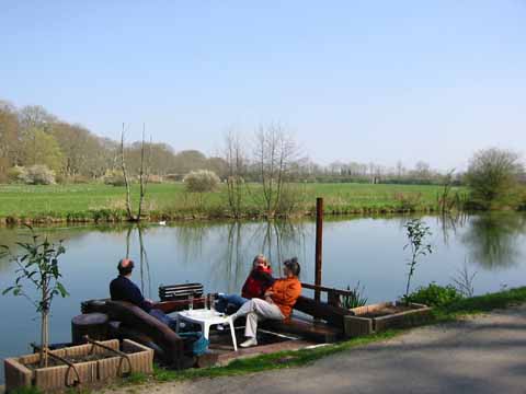 Photo, table by river