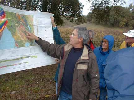 picture of leader David Howell explaining geologic map
