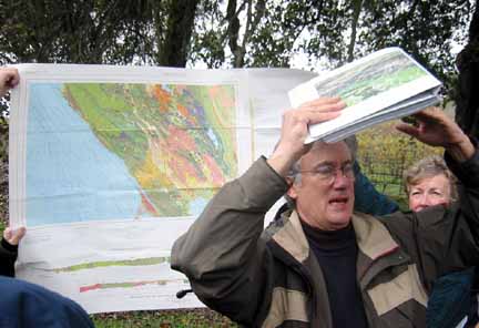 Photo of David showing detachment faulting with his notebook