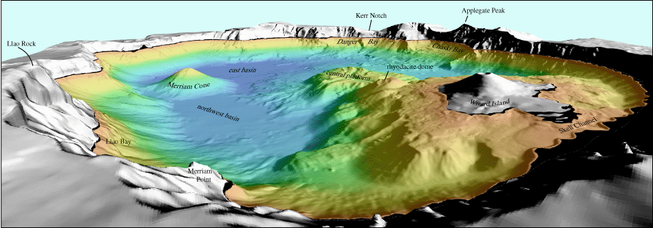 Rendering of Crater Lake with the water missing