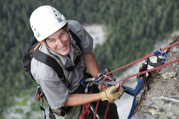 photo of Greg rockclimbing